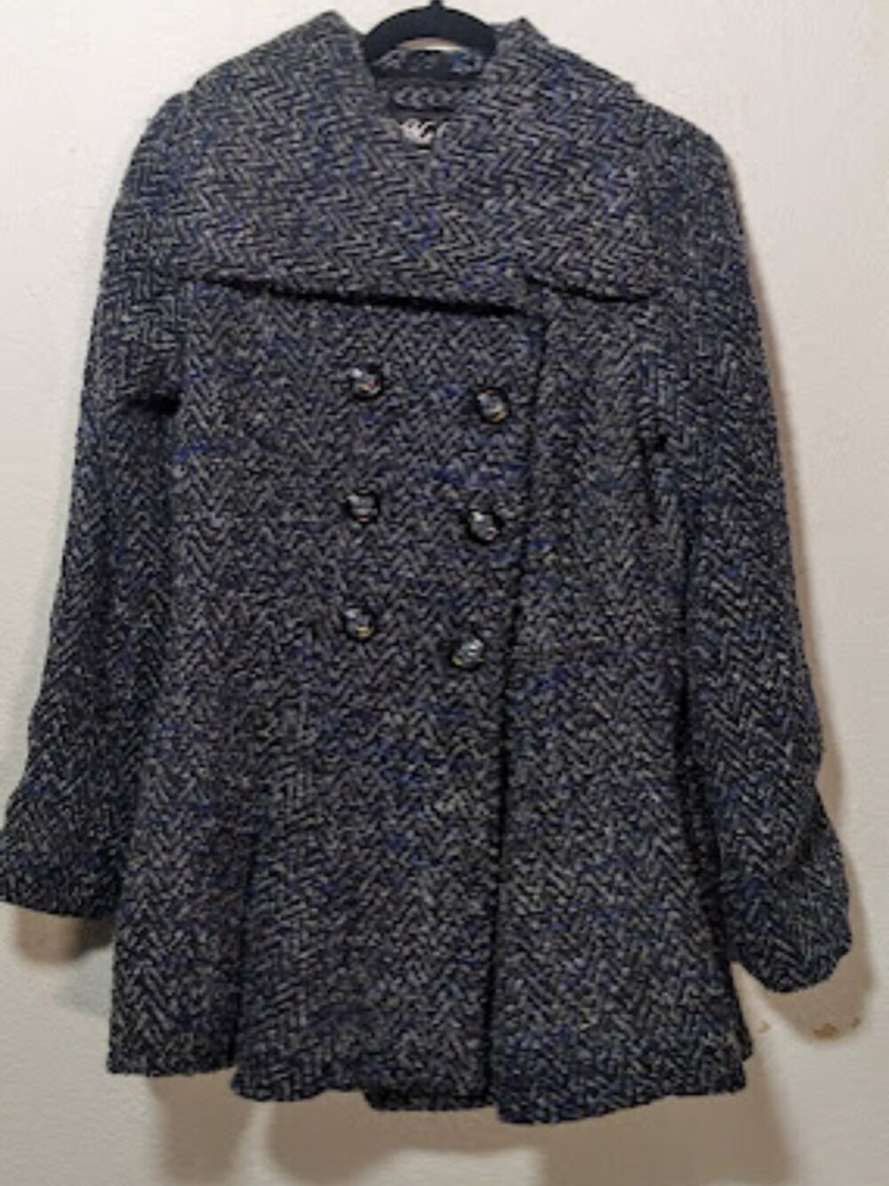 Me Jane Gray Peplum Style Pea Coat with Pockets Size M